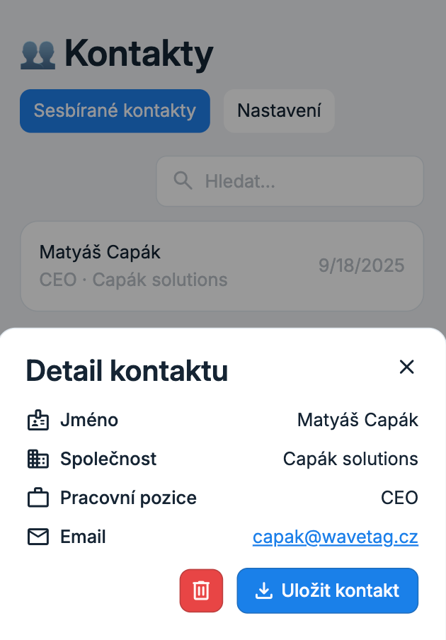 Podívejte se na získané kontakty