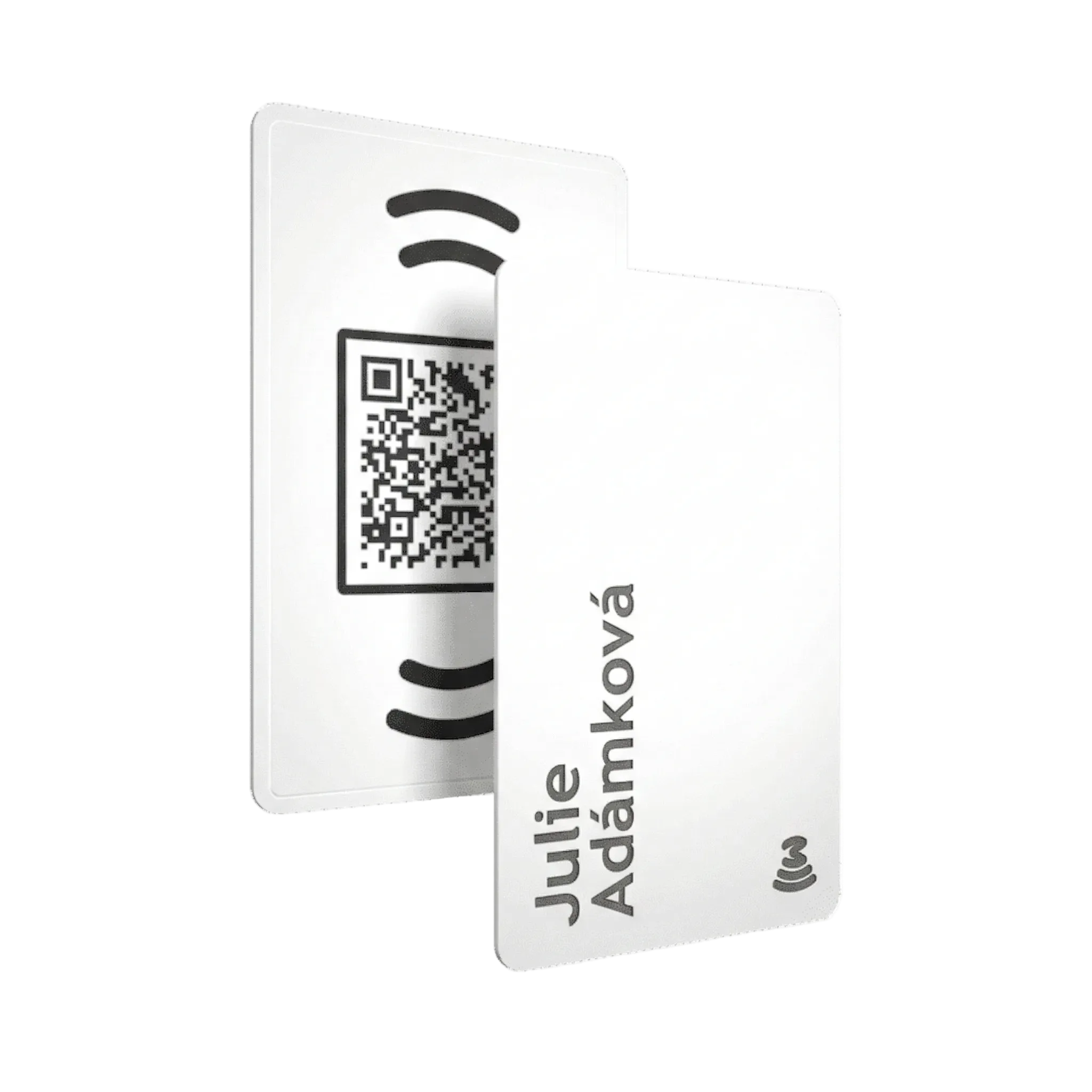 WaveTag Bílá vizitka z kovu s vlastním designem