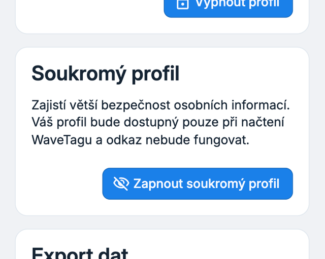 Přepněte funkci soukromý profil